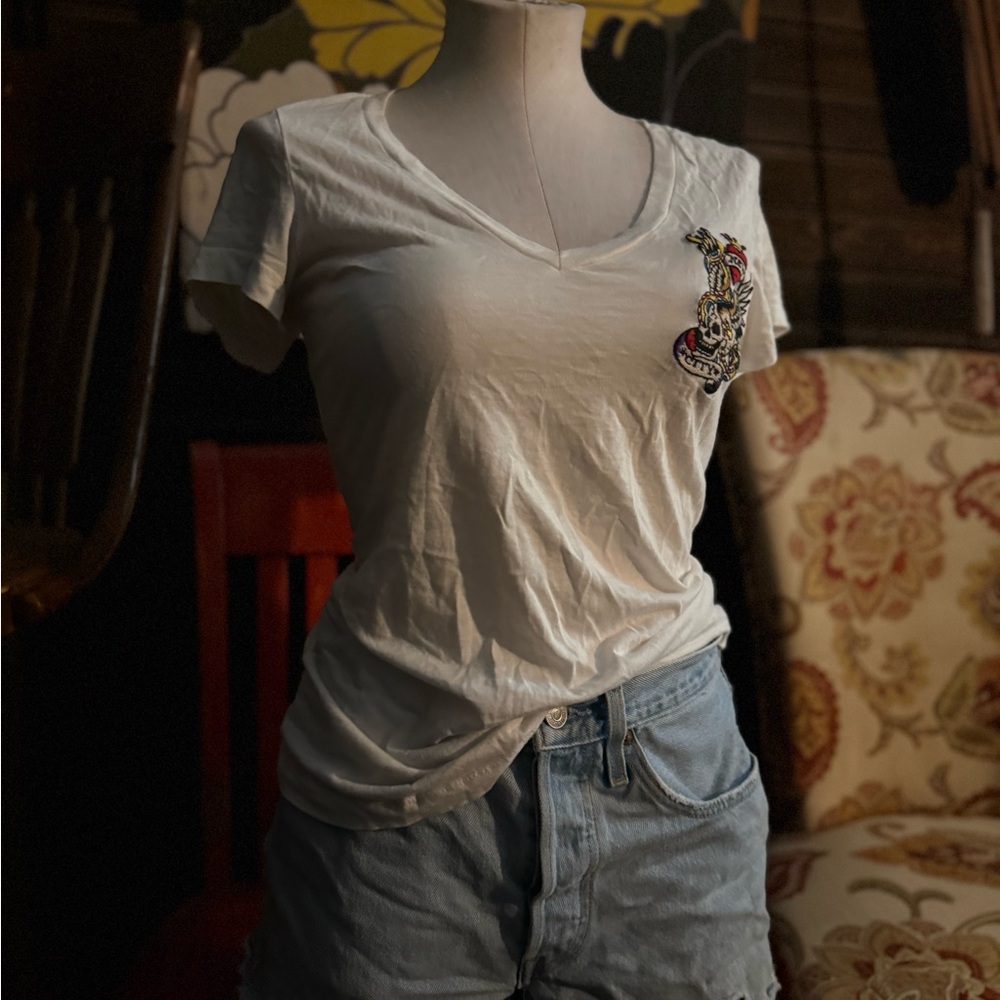 Vintage Ed Hardy White Graphic Women’s Top